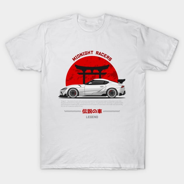 Tuner White MK5 A90 JDM T-Shirt by GoldenTuners